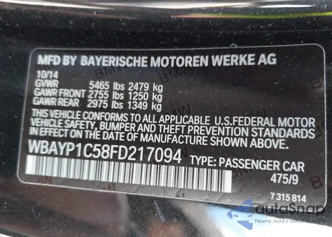 2015 BMW 650I xDrive z USA, uszkodzony, nr VIN WBAYP1C58FD217094